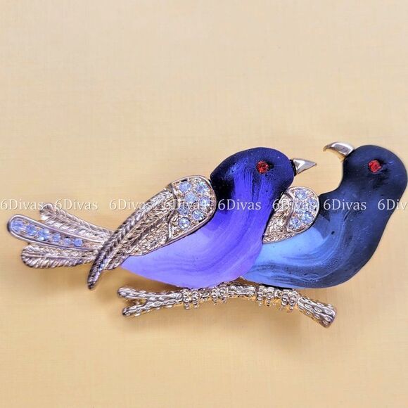 𝅺TWO Birds Brooch Pin - Picture 1 of 7